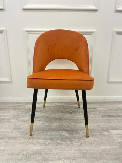 Astra Bar Stools Chair - Cream Leather / Rust Valvet