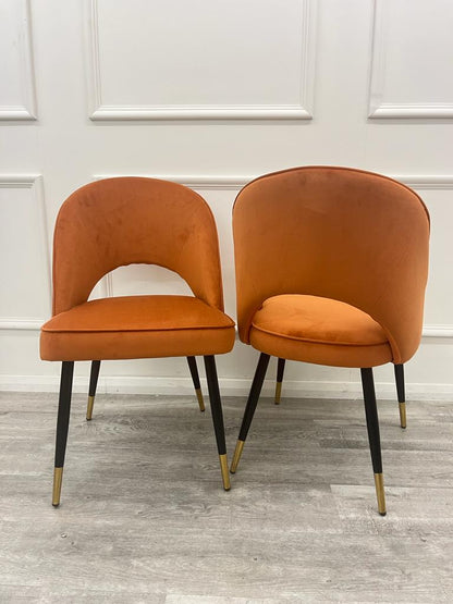 Astra Bar Stools Chair - Cream Leather / Rust Valvet