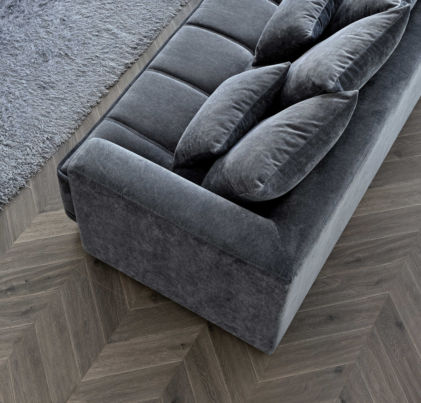 Aluxo Gramercy Group in Steel Velvet 2 Seater