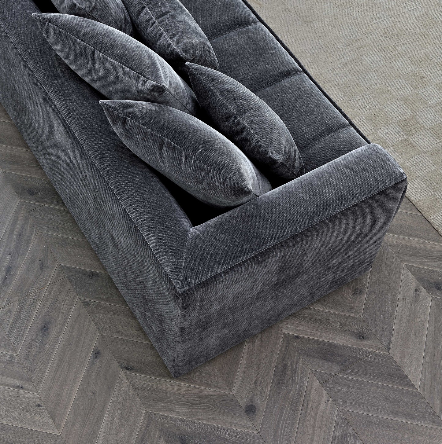 Aluxo Gramercy Group in Steel Velvet 2 Seater