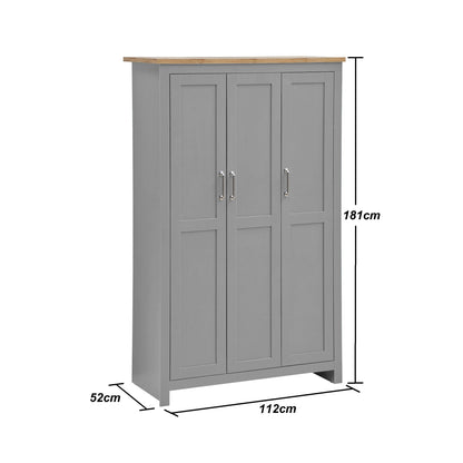 Lisbon 3 Door Wardrobe In Grey