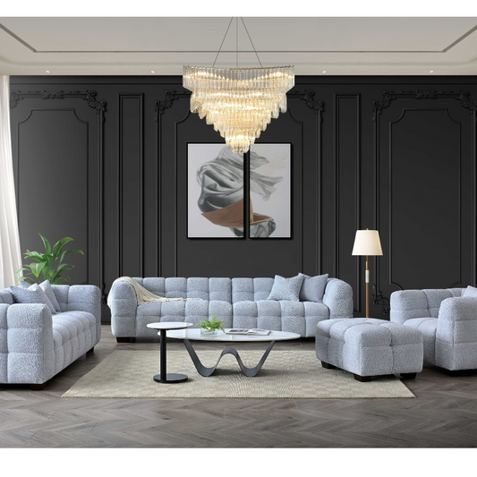 Aluxo Tribeca Sofa Range in Pearl Boucle Fabric
