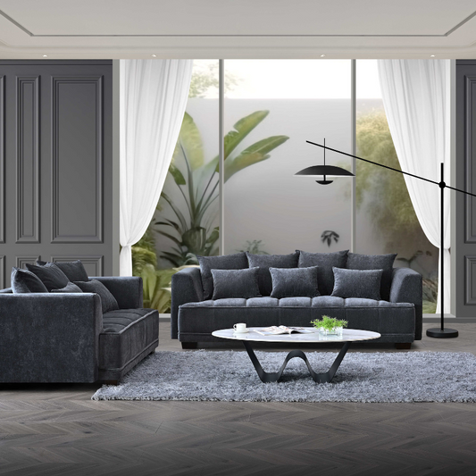 Aluxo Gramercy Group in Steel Velvet 2 Seater