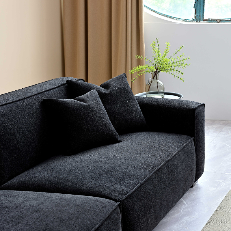 Aluxo Dakota 4 seater with Chaise in Midnight Boucle