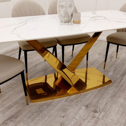Valeo Gold 1.8 Dining Table with Polar White Sintered Stone Top
