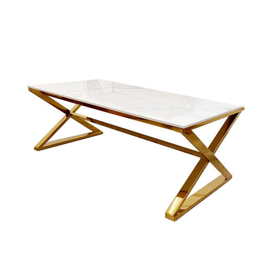 Zion Gold Coffee Table with Polar White Sintered Top
