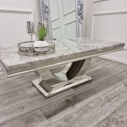 Arial Chrome Coffee Table 1.3m - Marble
