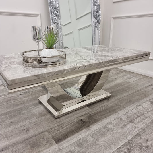 Arial Chrome Coffee Table 1.3m - Marble