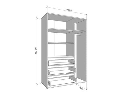 Urbanest Cashmere 3 Door 3 Drawer Mirrored Wardrobe -