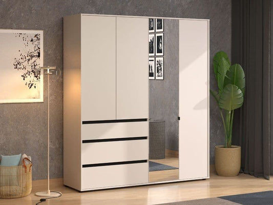 Urbanest Cashmere 4 Door 3 Drawer Mirrored Wardrobe