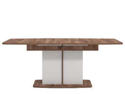 Urbanest White Gloss And Warm Oak Extending Dining Table