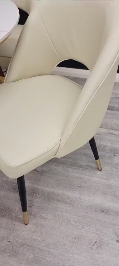 Astra Bar Stools Chair - Cream Leather / Rust Valvet