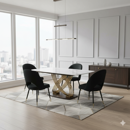 *Promo New Year *Orion Gold 1.8 Dining Table with 4 Astra Chairs