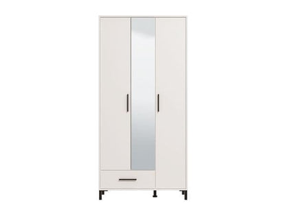 Urbanest White 3 Door Tall Shallow Depth Hallway Mirrored Wardrobe