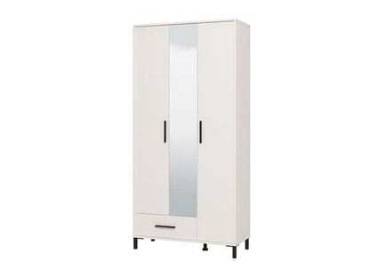 Urbanest White 3 Door Tall Shallow Depth Hallway Mirrored Wardrobe