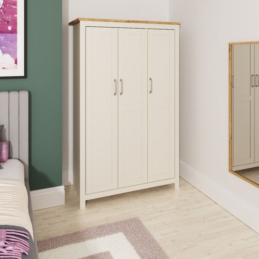 Lisbon 3 Door Wardrobe In Cream color 