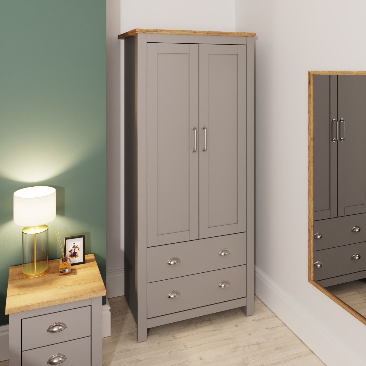 Lisbon 2 Door Wardrobe in Light Grey