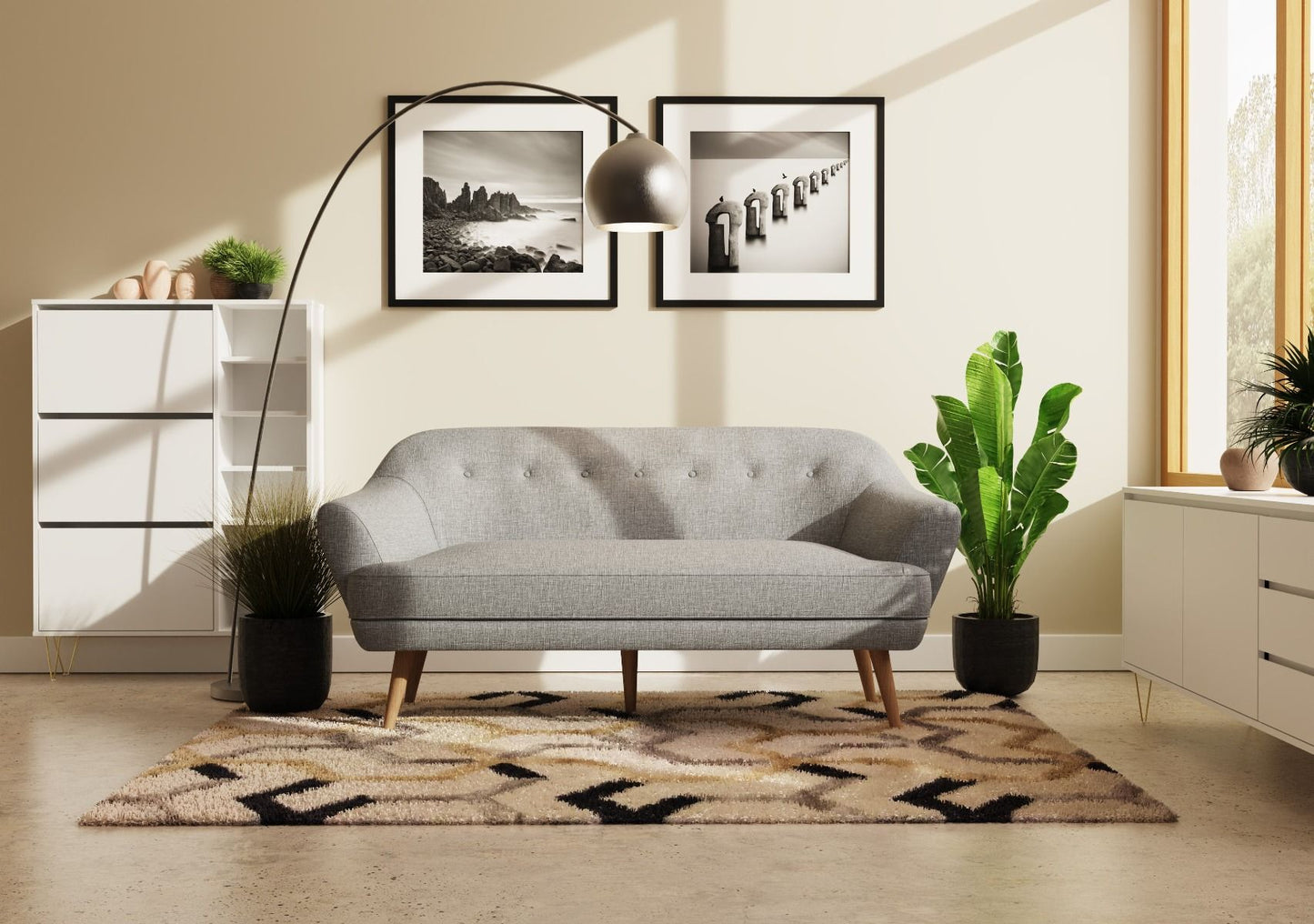Snowdonia 3 Seater Sofa Green And Light Grey