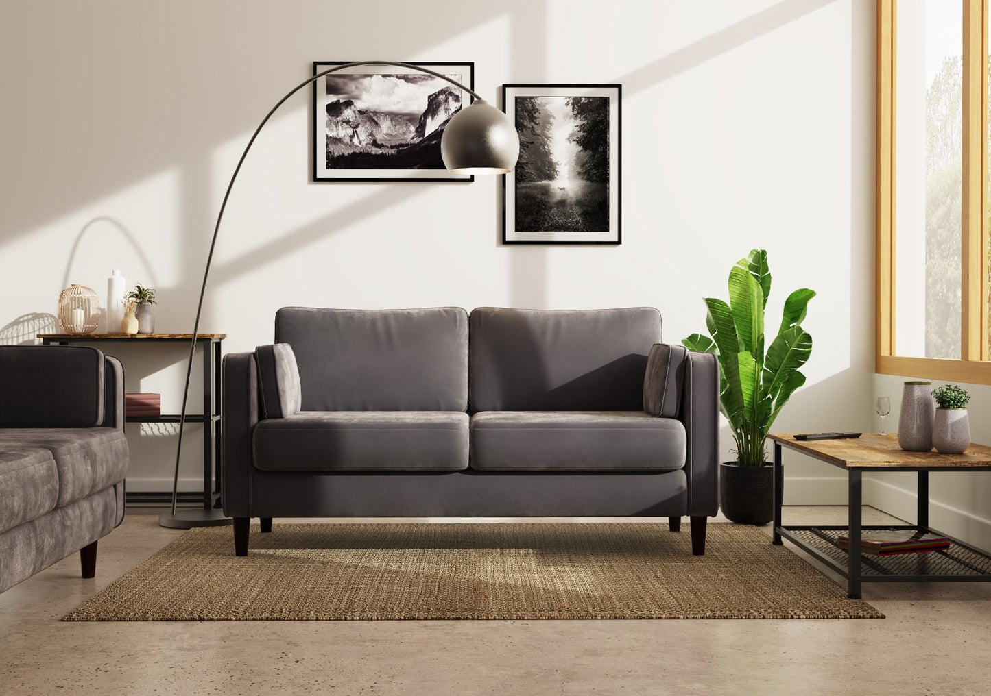 Urbanest 2 Seater Cushion Back Dark Grey And Light Grey 