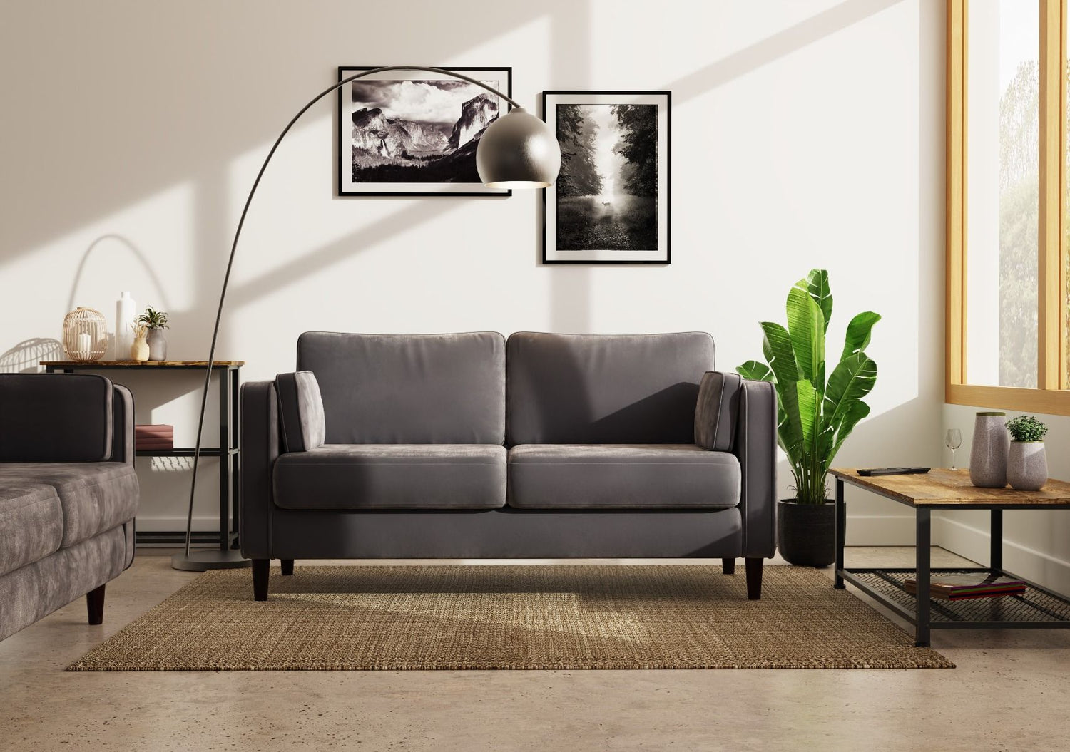 Urbanest 2 Seater Cushion Back Dark Grey And Light Grey 
